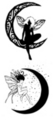 Thumbnail 2 x Tattoo flashes -Fairies with Moon Thumbnail 2 x Tattoo flashes -Fairies with Moon