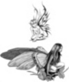 Thumbnail 2 x Tattoo flashes -Fairies with leaves Thumbnail 2 x Tattoo flashes -Fairies with leaves