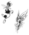 Thumbnail 2 x Tattoo flashes - Fairies with flower Thumbnail 2 x Tattoo flashes - Fairies with flower