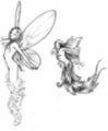 Thumbnail 2 x Tattoo flashes - Fairy that appears from light/ body-leaves Fairy