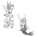 Thumbnail 2 x Tattoo flashes - Fairy that appears from fire/ Mermaid-Fairy