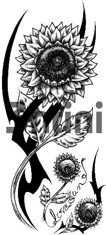 Product picture 3 x Tattoo flashes - Sunflower