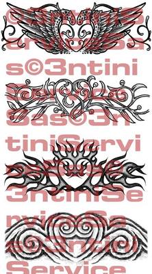 Product picture 4 x Tattoo flashes - Armbands with Hearts