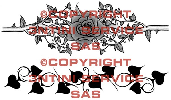 Product picture 2 x Tattoo flashes - Rose and leaves Armbands