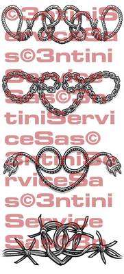 Product picture 4 x Tattoo flashes -Rope-Chain-Barbed wire- Armbands 