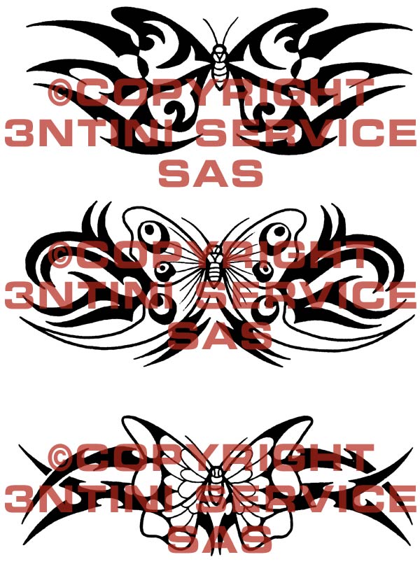 Product picture 3 x Tattoo flashes - Butterflies with tribals - Lowerback