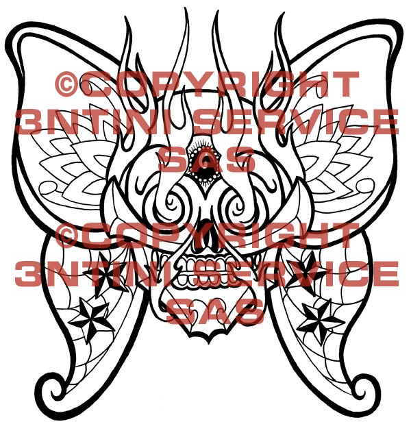 Product picture Tattoo flash - Skull-Butterfly 