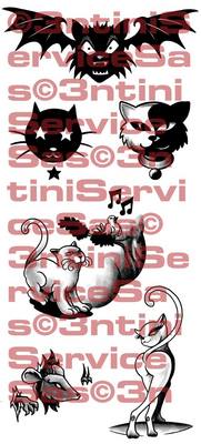 Product picture 6 x Tattoo flashes - Cats and Mice