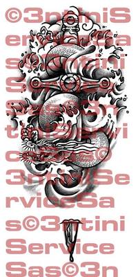 Product picture Tattoo flashes - Dagger with Dragon