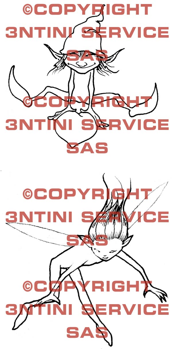 Product picture 2 x Tattoo flashes - Elve with Heart/Winged Elve