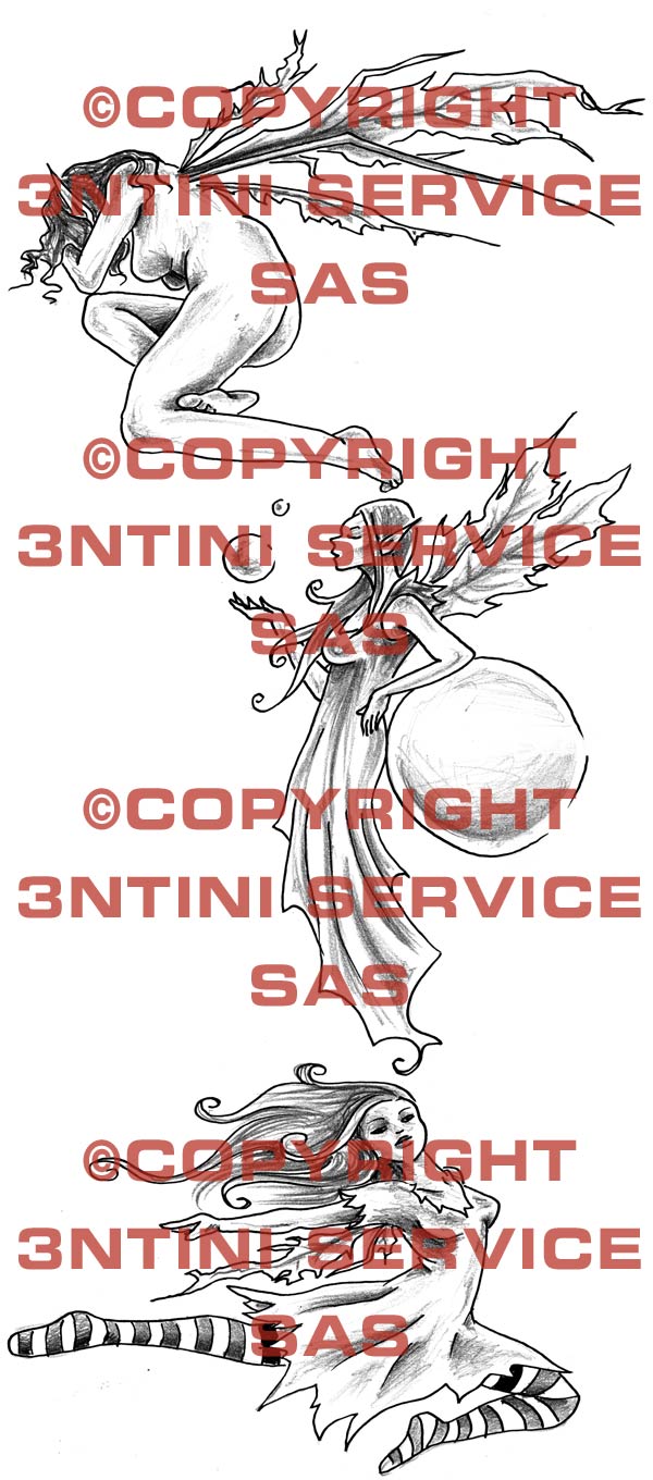 Product picture 3 x Tattoo flashes -Fairies