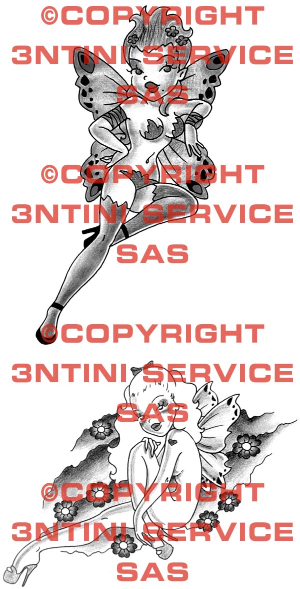 Product picture 2 x Tattoo flashes - Pin Up-Fairy