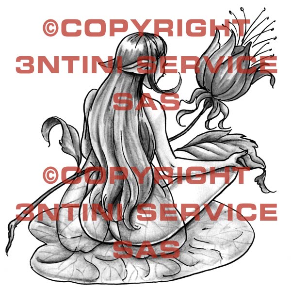 Product picture Tattoo flash - Fairy with flower and leaf