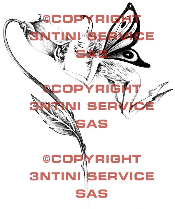 Product picture Tattoo flash - Fairy with rose