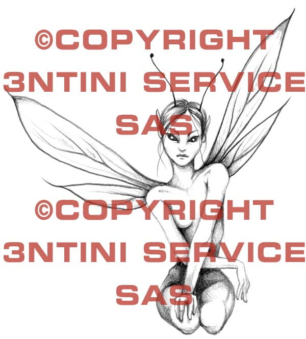 Product picture Tattoo flash - seated Fairy