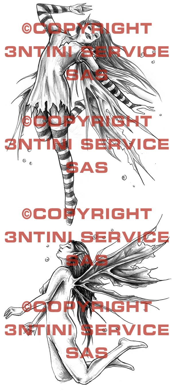 Product picture 2 x Tattoo flashes -Fairies