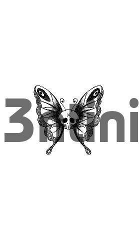 Product picture Tattoo flash - Skull-butterfly