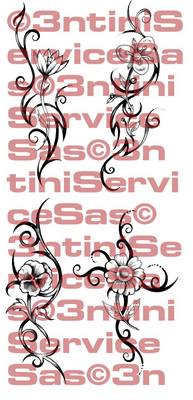 Product picture 4 x Tattoo flashes - Flowers with Tribals