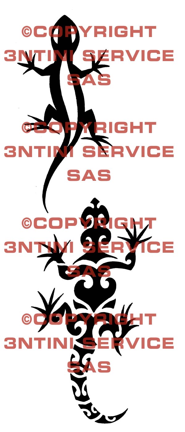 Product picture 2 x Tattoo flashes - Tribal Geckos