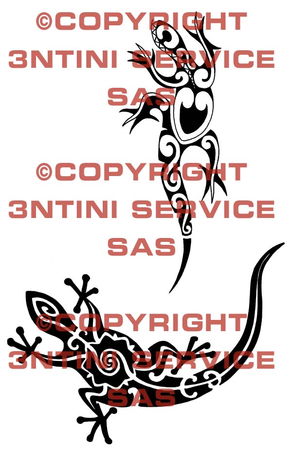Product picture 2 x Tattoo flashes - Tribal Maori Style Geckos