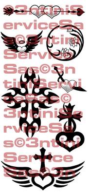 Product picture 7 x Tattoo flashes - Sacred Hearts, Winged Hearts, Flowers