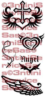 Product picture 5 x Tattoo flashes - Sacred Hearts, Winged Hearts, Angel