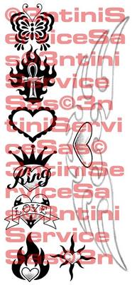 Product picture 8 x Tattoo flashes - Sacred Hearts,  Hearts with flames, calligraphy, tribal