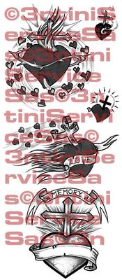 Product picture 5 x Tattoo flashes - Sacred Hearts