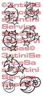 Product picture 7 x Tattoo flashes - Moon and stars