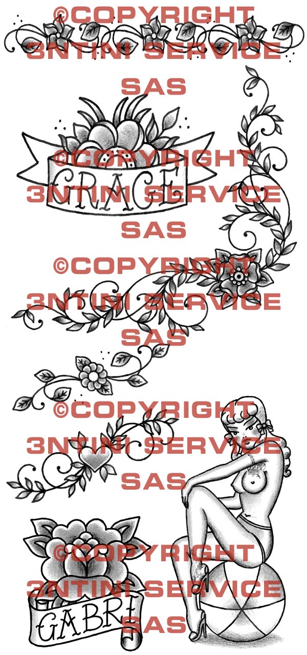 Product picture 7 x Tattoo flashes - Roses and Daisies