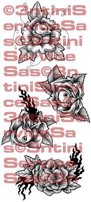 Product picture 4 x Tattoo flashes - Eyed Roses