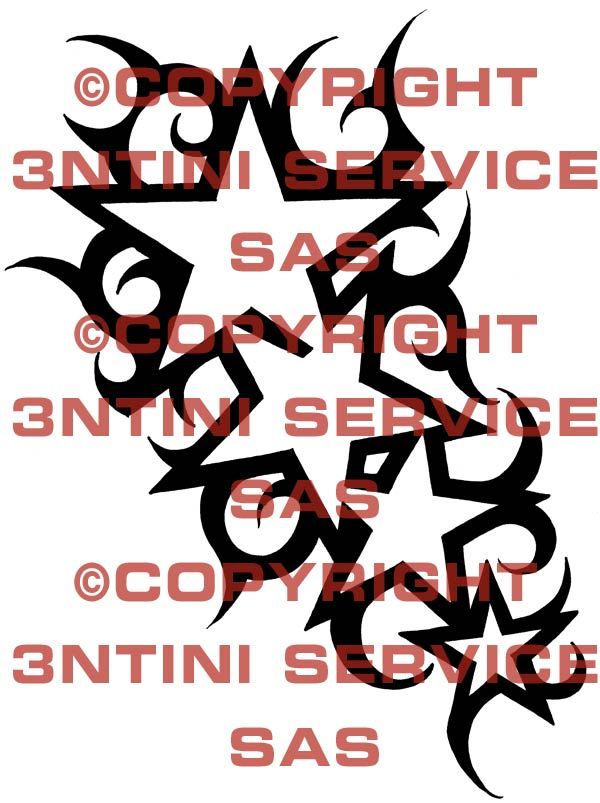 Product picture Tattoo flash - 4 stars with tribal