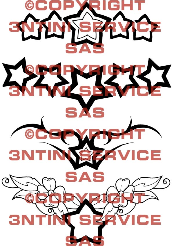 Product picture 4 x Tattoo flashes - Lowerback Stars