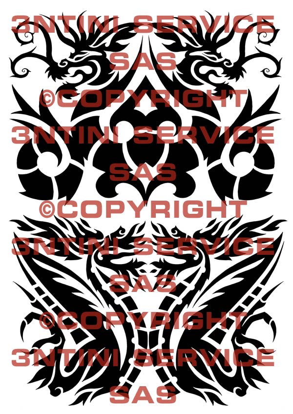 Product picture 2 x Tattoo flashes - Tribal Dragons