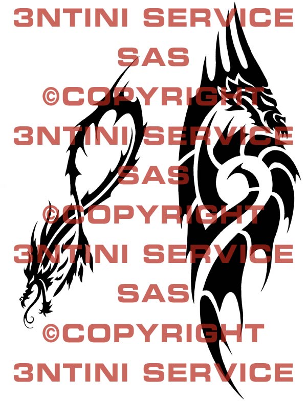 Product picture 2 x Tattoo flashes - Tribal Dragons