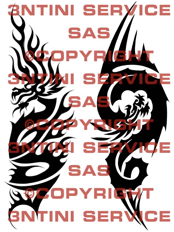 Product picture 2 x Tattoo flashes - Tribal Dragons