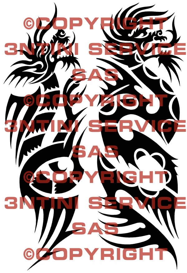 Product picture 2 x Tattoo flashes - Tribal Dragons