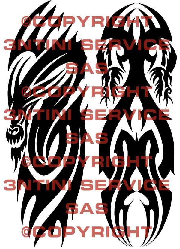 Product picture 2 x Tattoo flashes - Tribal Dragons