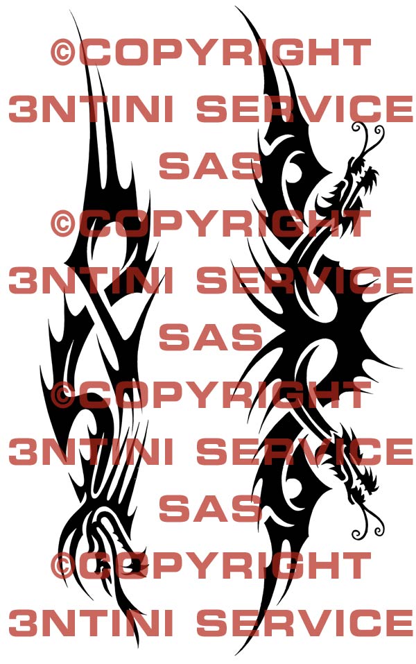 Product picture 2 x Tattoo flashes - Tribal Dragons