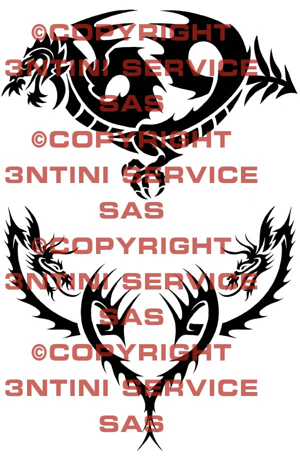 Product picture 2 x Tattoo flashes - Tribal Dragons